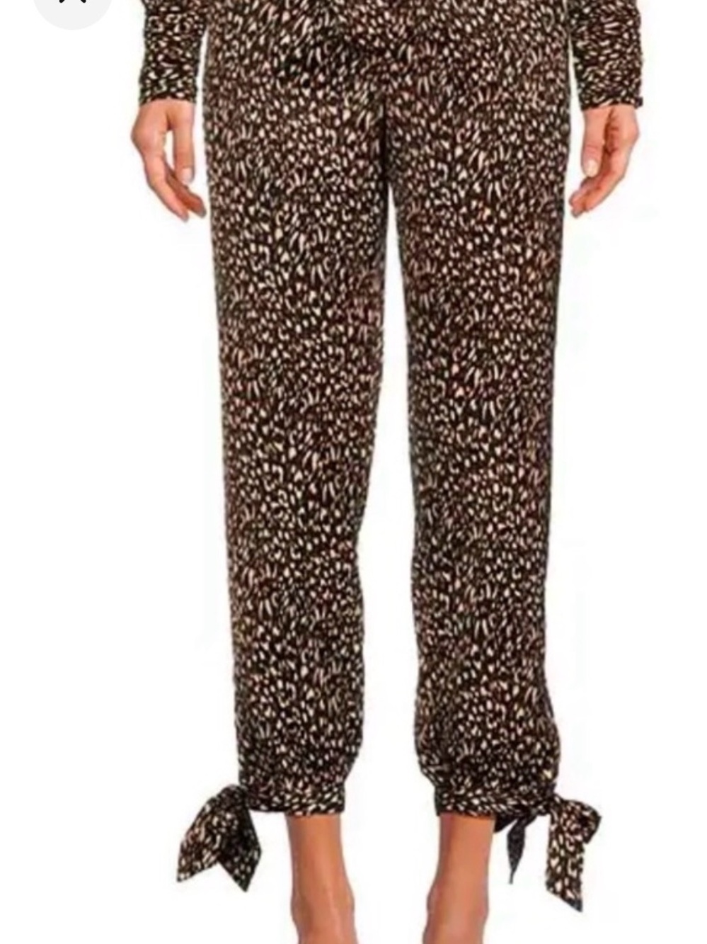 Gibson Latimer Luxe Brown Printed Tie-Hem Ankle Pants -M